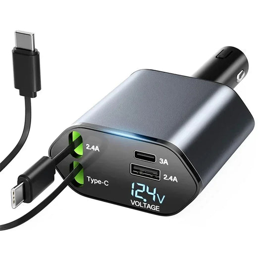 4 in 1 Retractable Car Charger